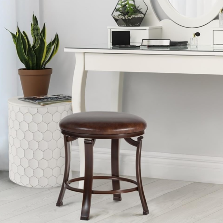 Backless Vanity Stool, Antique Brown
